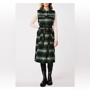 Bernardo Long Wool Green Plaid Vest